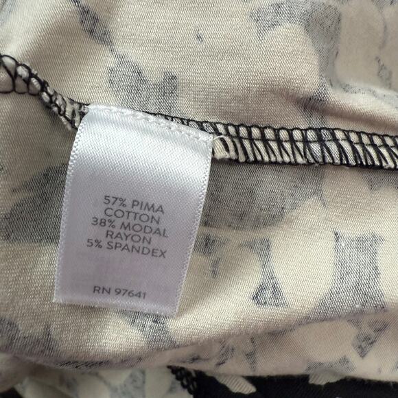 J Jill Floral Black Cream Leaf Short Sleeve Tunic Dress Size Small‎ Petite - Picture 8 of 8